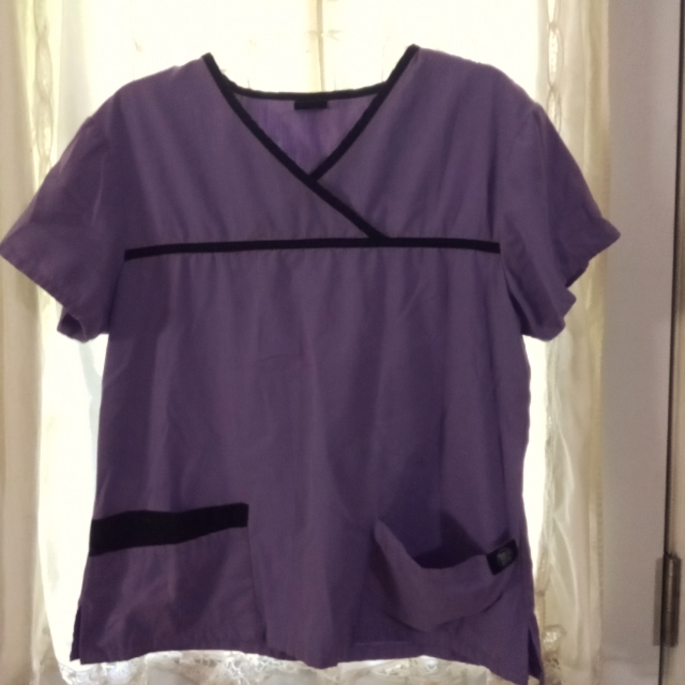 Purple and black, medium, Medgear brand shirt with two pockets in the front
